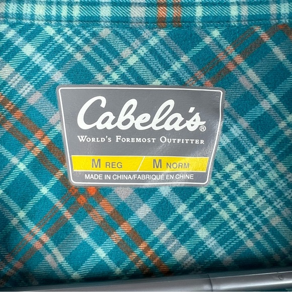 Cabela's button up long sleeve shirt Teal and Brown Plaid Button-Front Shirt - Picture 10 of 13